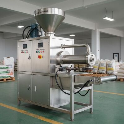 스테인리스 스틸 생선 먹이 extruder 기계 100-2000 kg/h 용량 및 자동 먹이 애완 동물 음식 펠릿 제조